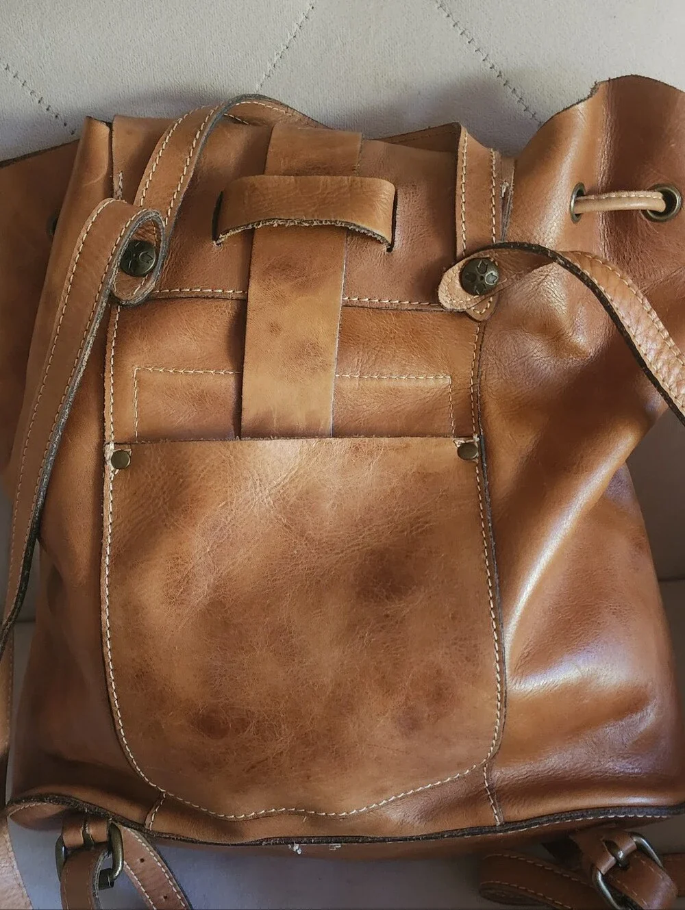 PATRICIA NASH VASTO BACKPACK / LEATHER / TAN / EUC